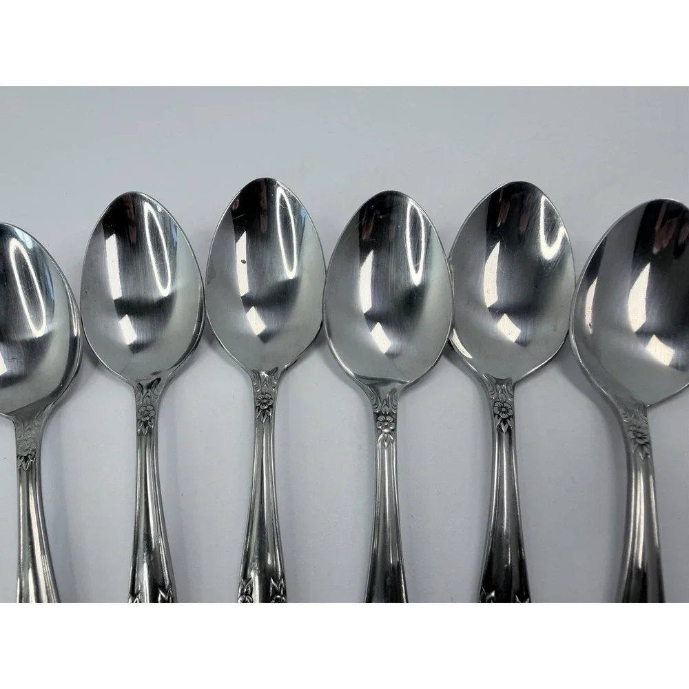 Rogers Dream Rose Teaspoons Stainless Flatware Korea Set of 8